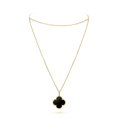 [TOPON]CLOVER 25MM GOLD ONYX BIG CLOVER NECKLACE