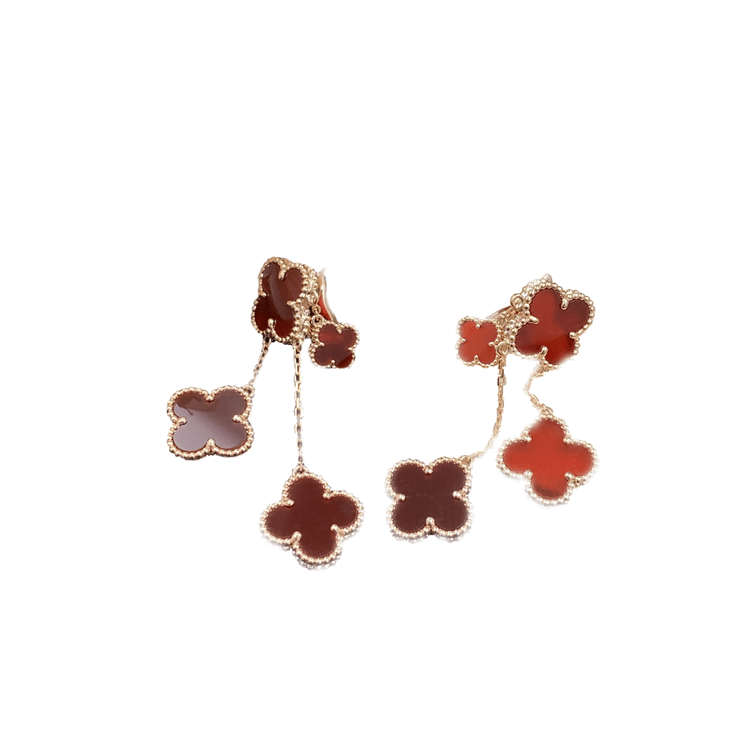 [TOPON]CLOVER EARRINGS CARNELIAN 4 MOTIFS PINK GOLD