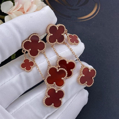 [TOPON]CLOVER EARRINGS CARNELIAN 4 MOTIFS PINK GOLD