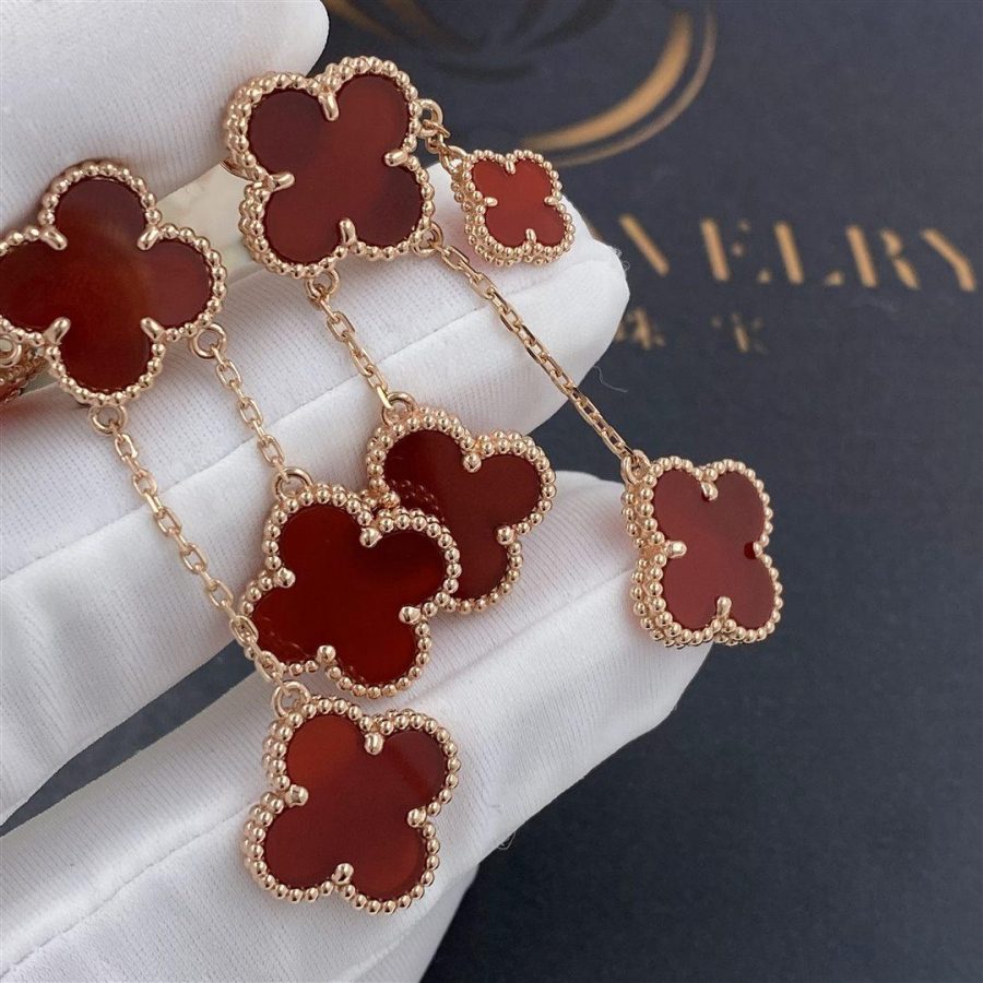 [TOPON]CLOVER EARRINGS CARNELIAN 4 MOTIFS PINK GOLD