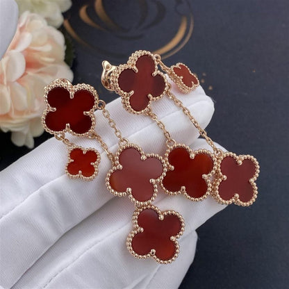 [TOPON]CLOVER EARRINGS CARNELIAN 4 MOTIFS PINK GOLD