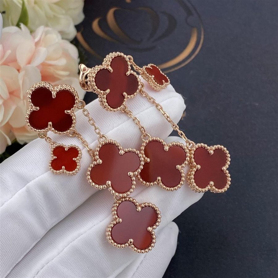 [TOPON]CLOVER EARRINGS CARNELIAN 4 MOTIFS PINK GOLD