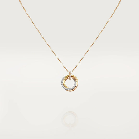 [TOPON]TRINITY NECKLACE SILVER GOLD PINK GOLD DIAMONDS