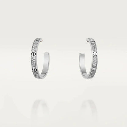 [TOPON]LOVE DIAMOND SILVER HOOP EARRINGS