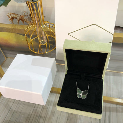 [TOPON]LARGE BUTTERFLY SILVER PENDANT DIAMOND NECKLACE