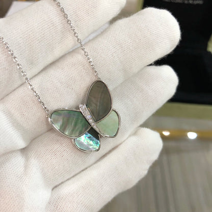 [TOPON]LARGE BUTTERFLY SILVER PENDANT DIAMOND NECKLACE