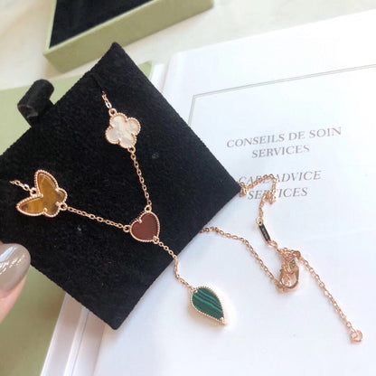 [TOPON]LUCKY SPRING 4 MOTIFS ROSE GOLD NECKLACE