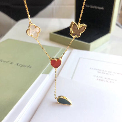 [TOPON]LUCKY SPRING 4 MOTIFS ROSE GOLD NECKLACE