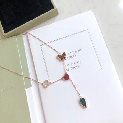 [TOPON]LUCKY SPRING 4 MOTIFS ROSE GOLD NECKLACE