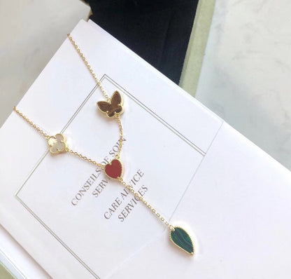 [TOPON]LUCKY SPRING 4 MOTIFS ROSE GOLD NECKLACE