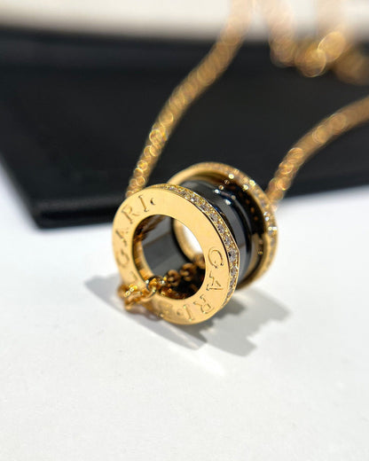 [TOPON]ZERO 1 BLACK CERAMIC DIAMOND PINK GOLD NECKLACE