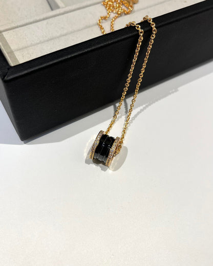 [TOPON]ZERO 1 BLACK CERAMIC DIAMOND PINK GOLD NECKLACE